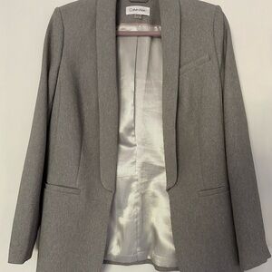 Calvin Klein Women's Parker Twill Blazer Light Gray Size 8